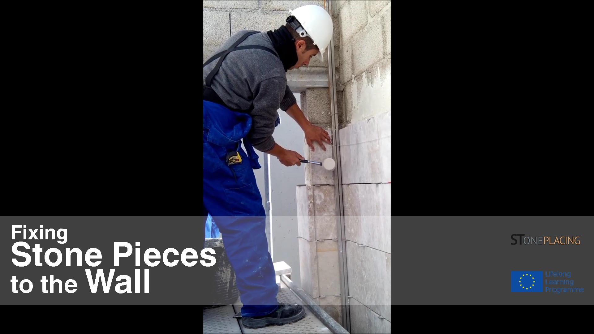 Fixing stone pieces to the wall